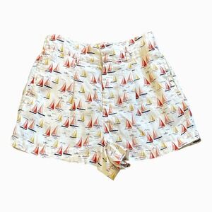 Cynthia Rowley Women's Linen Sailboat Shorts Size M White Nautical Summer